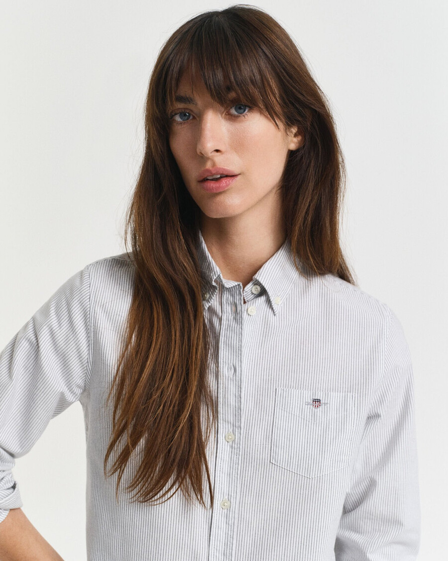 camisa oxford clássica listrada de corte regular - azul clássico