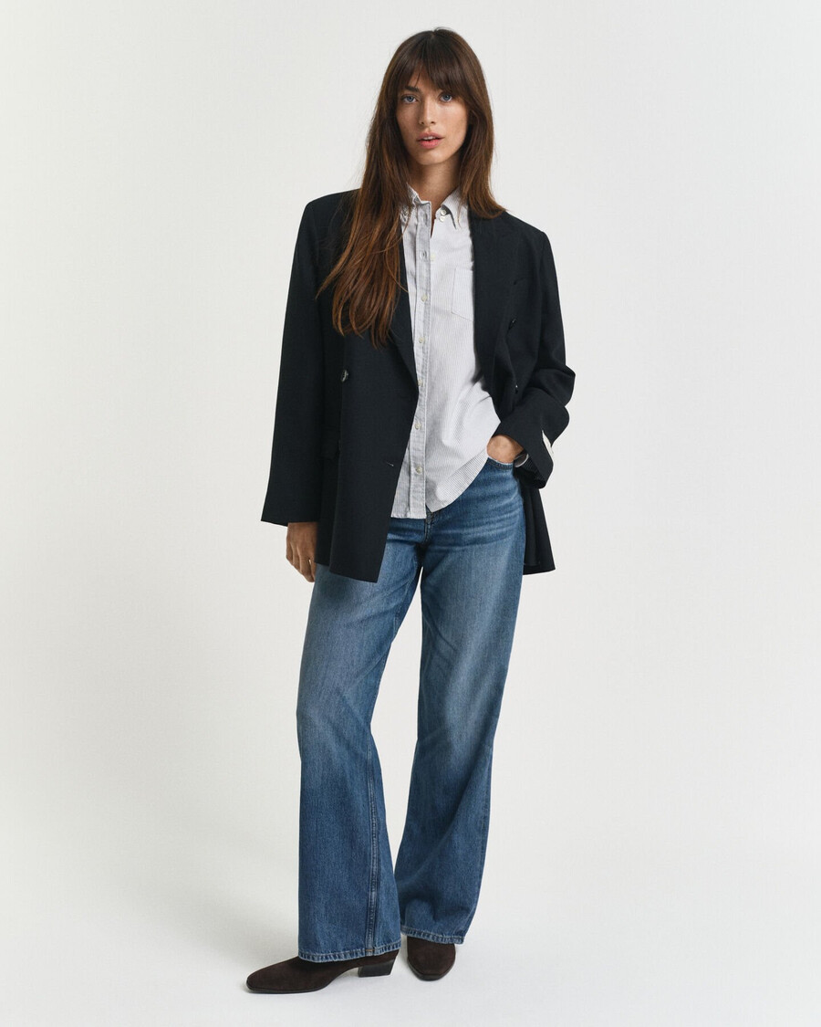 camisa oxford clássica listrada de corte regular - azul clássico