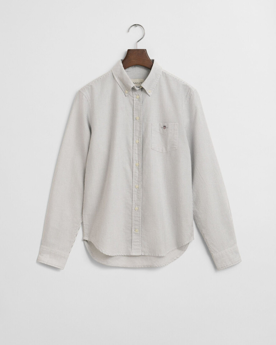 camisa oxford clássica listrada de corte regular - azul clássico