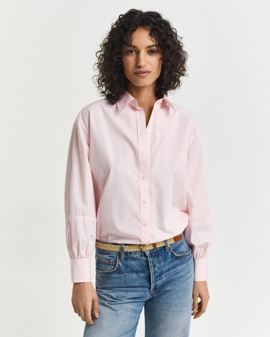 camisa relaxed fit com mangas amplas - salmão