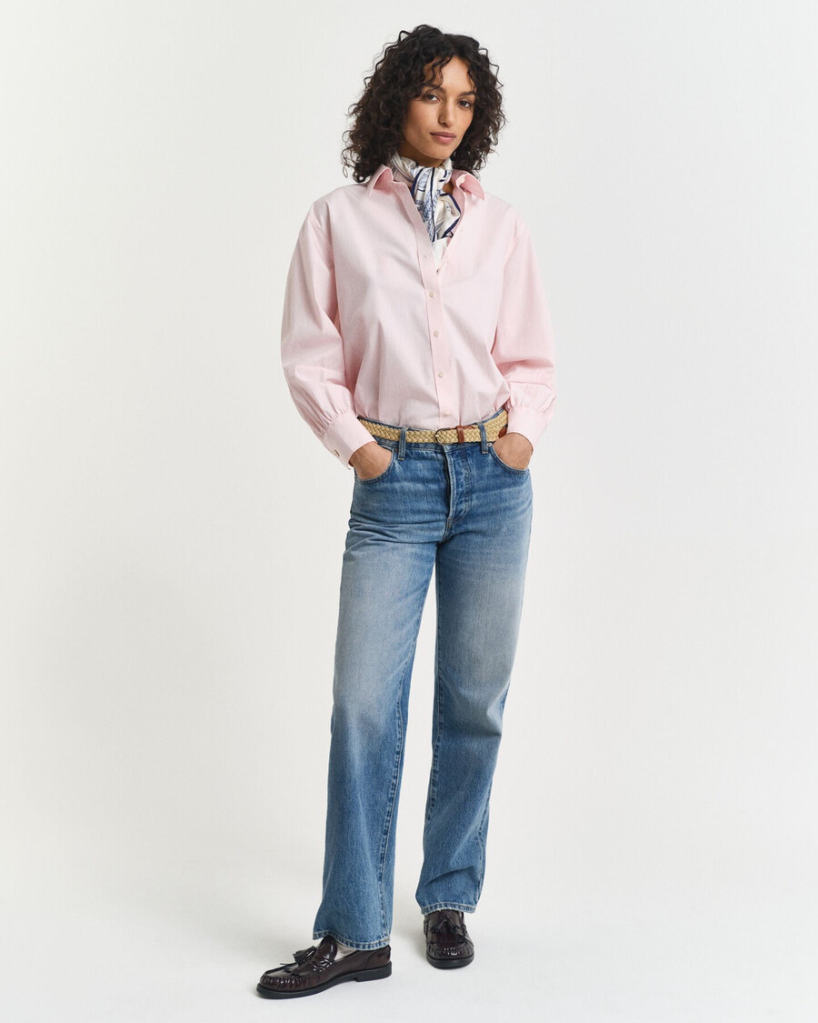 camisa relaxed fit com mangas amplas - salmão