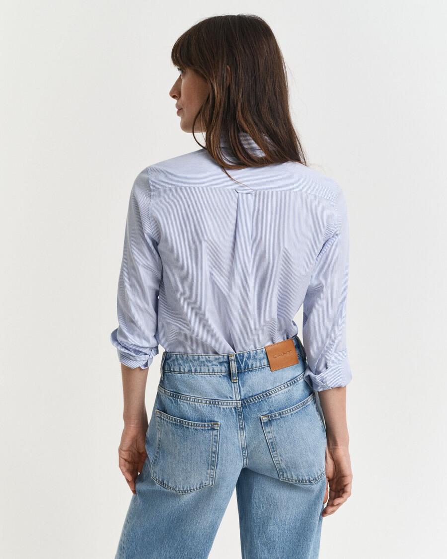 camisa listrada clássica de popeline com corte regular - azul perfeito