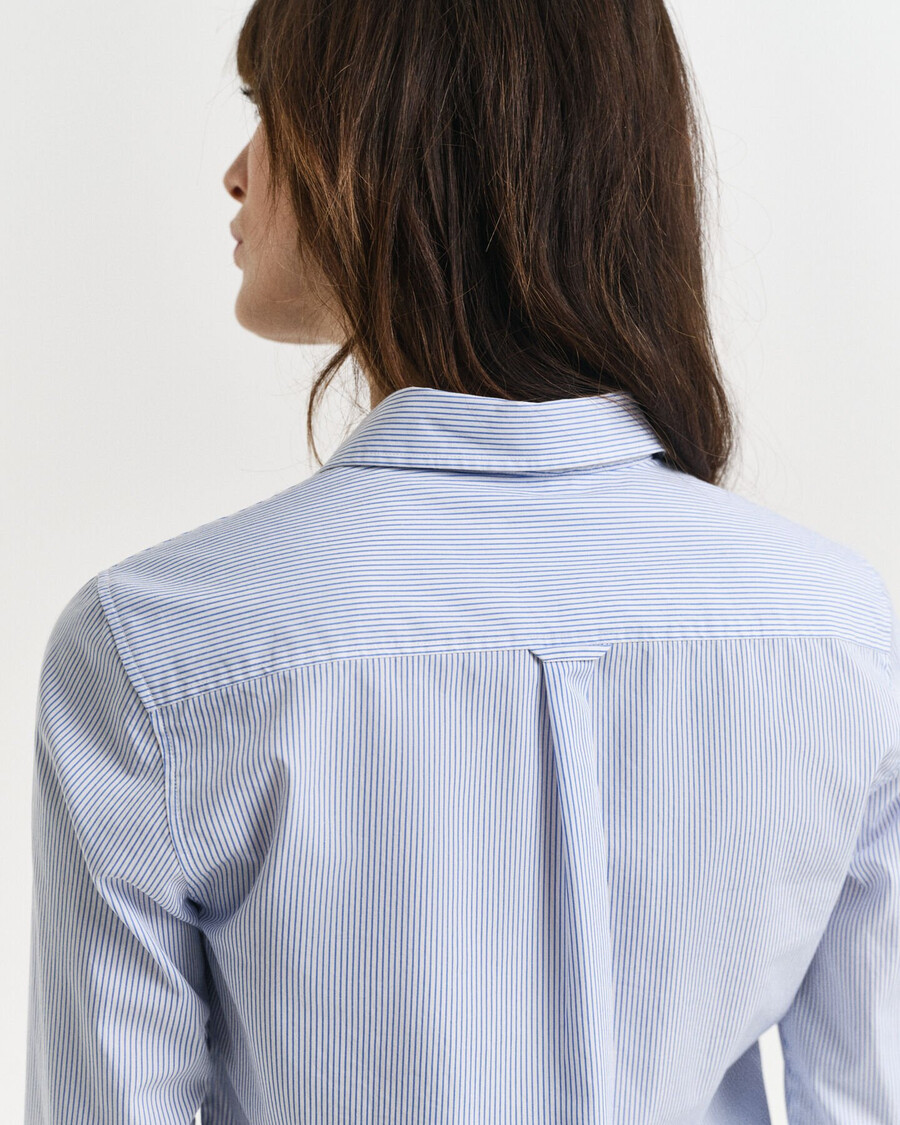 camisa listrada clássica de popeline com corte regular - azul perfeito