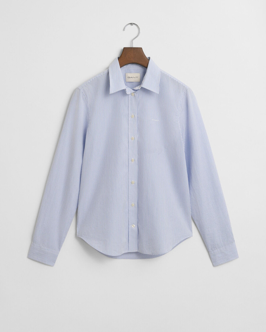 camisa listrada clássica de popeline com corte regular - azul perfeito