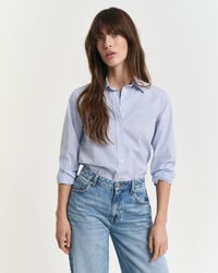 camisa listrada clássica de popeline com corte regular - azul perfeito