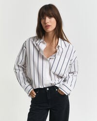 camisa clássica oversized listrada em popeline - azul persa