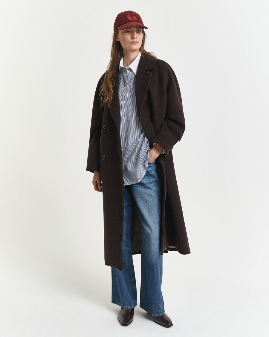 camisa listrada oversized com gola contrastante - azul persa