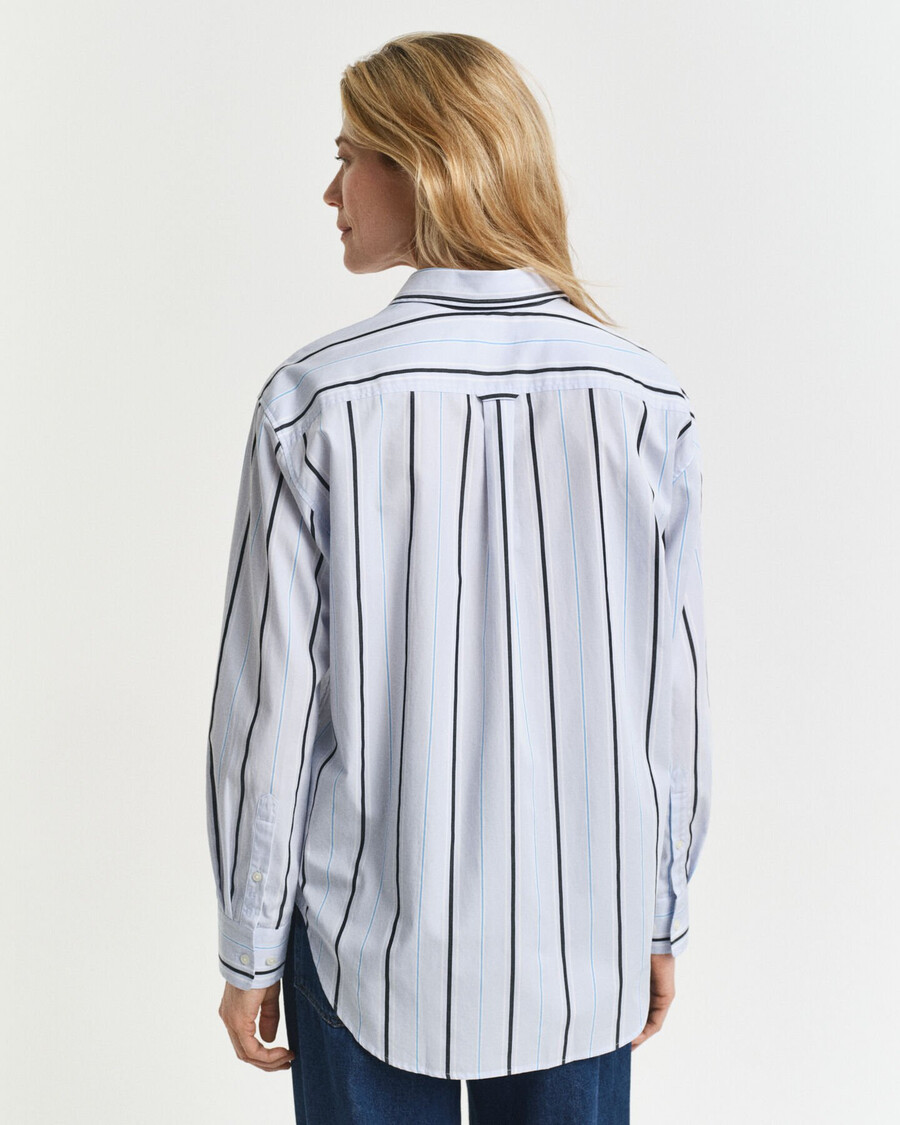 camisa clássica listrada em popeline com modelagem relaxada - azul claro