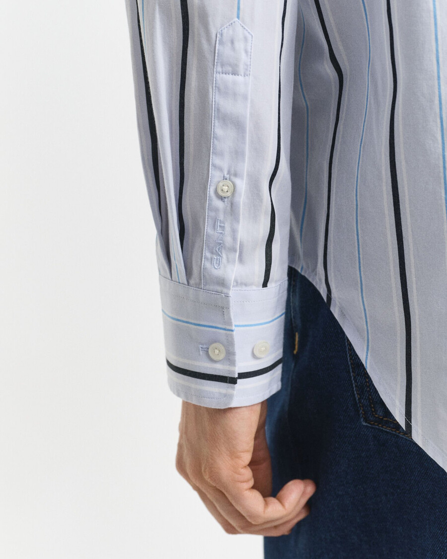 camisa clássica listrada em popeline com modelagem relaxada - azul claro