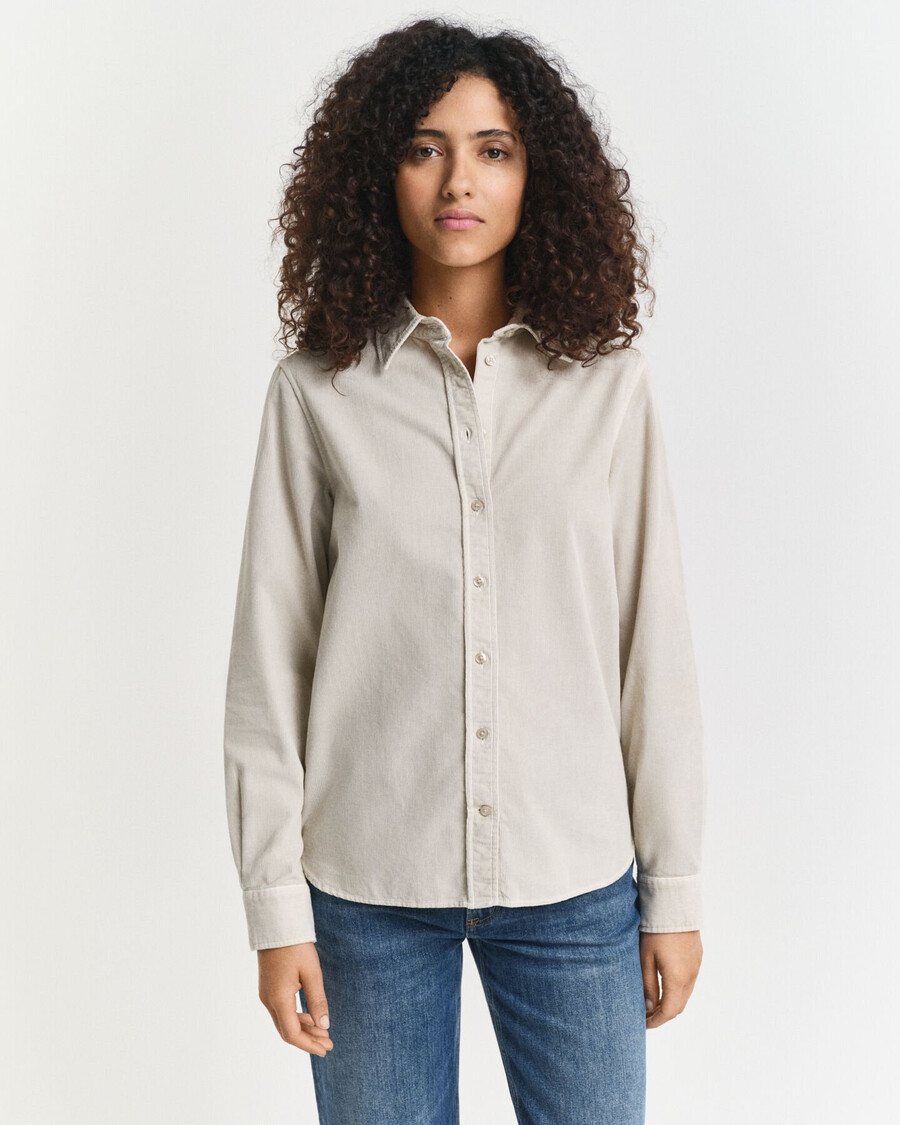 camisa de veludo cotelê de corte regular - cor bege