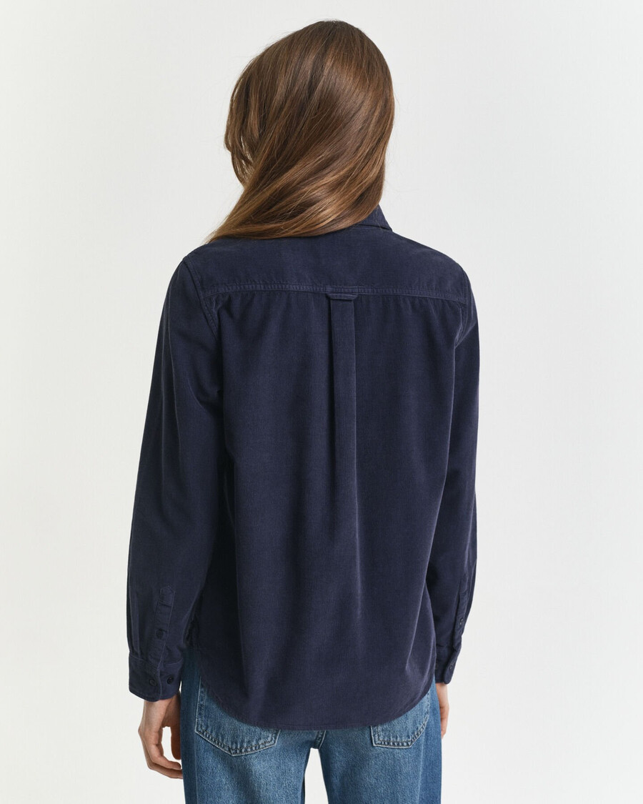 camisa de veludo cotelê de corte regular - azul noite