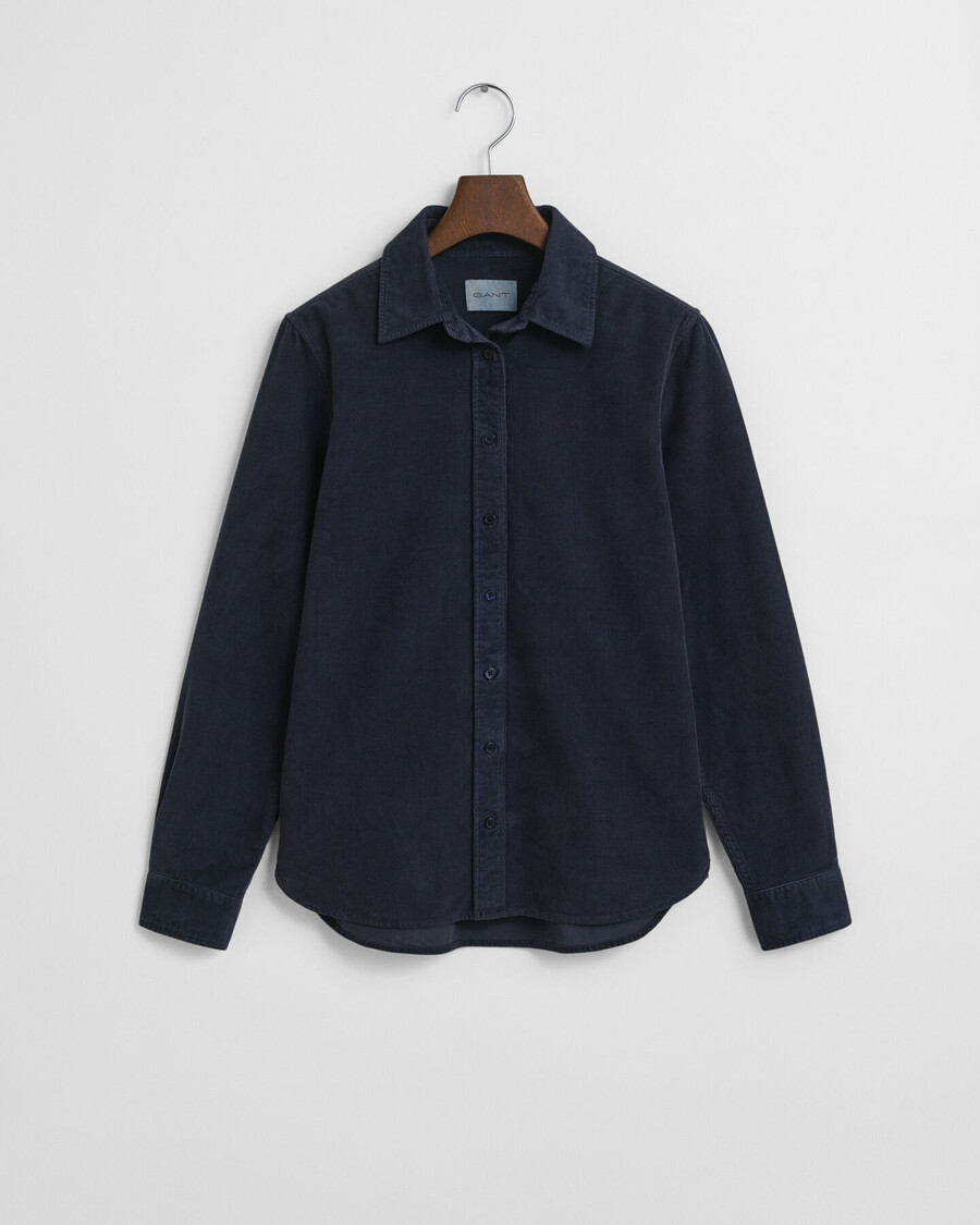 camisa de veludo cotelê de corte regular - azul noite
