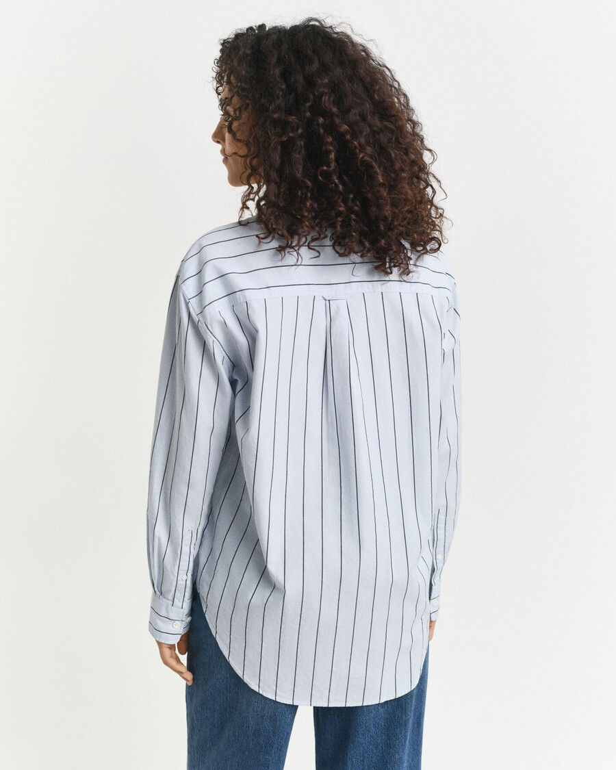 camisa oxford listrada de luxo com modelagem relaxada - azul claro