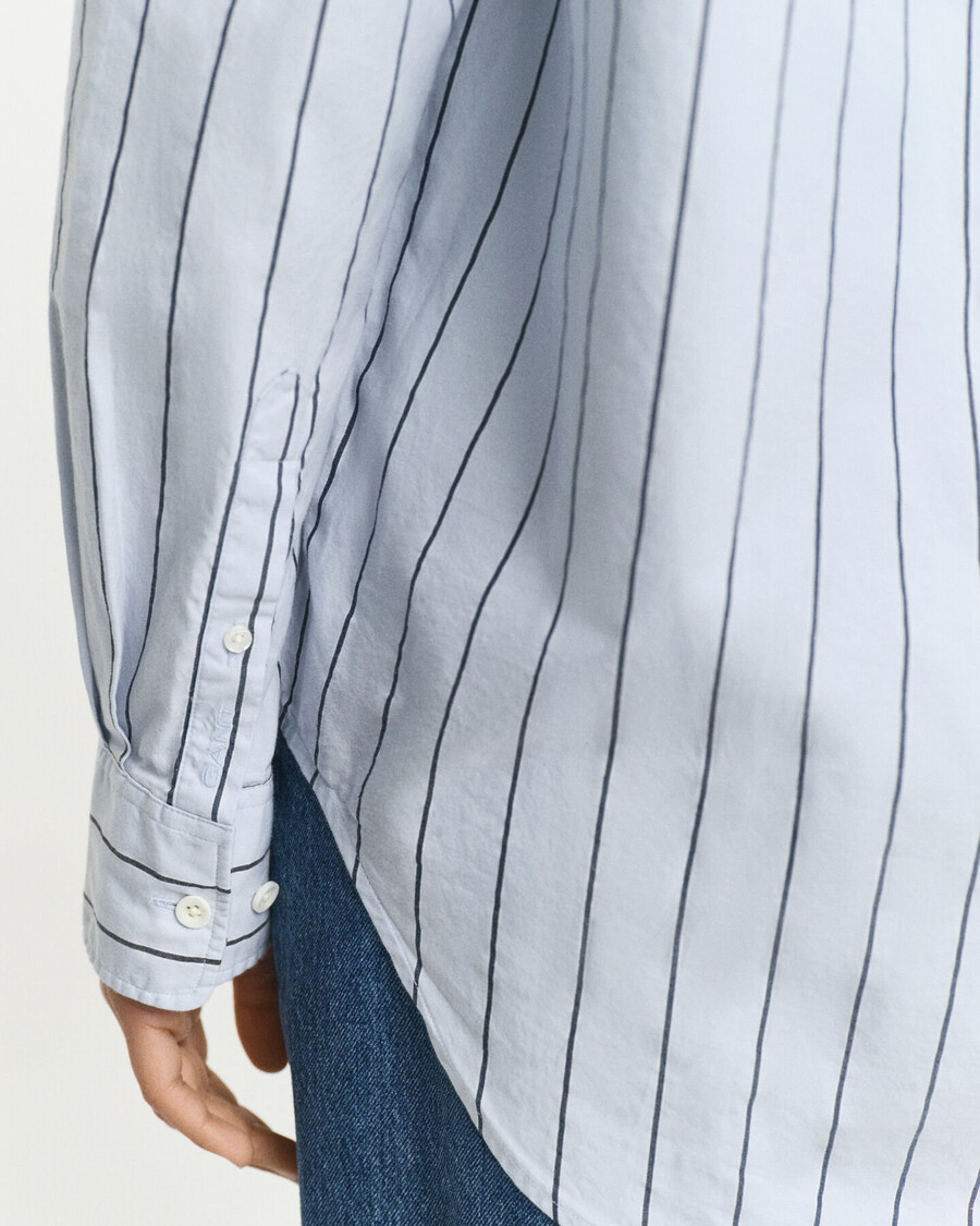 camisa oxford listrada de luxo com modelagem relaxada - azul claro