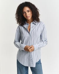 camisa oxford listrada de luxo com modelagem relaxada - azul claro