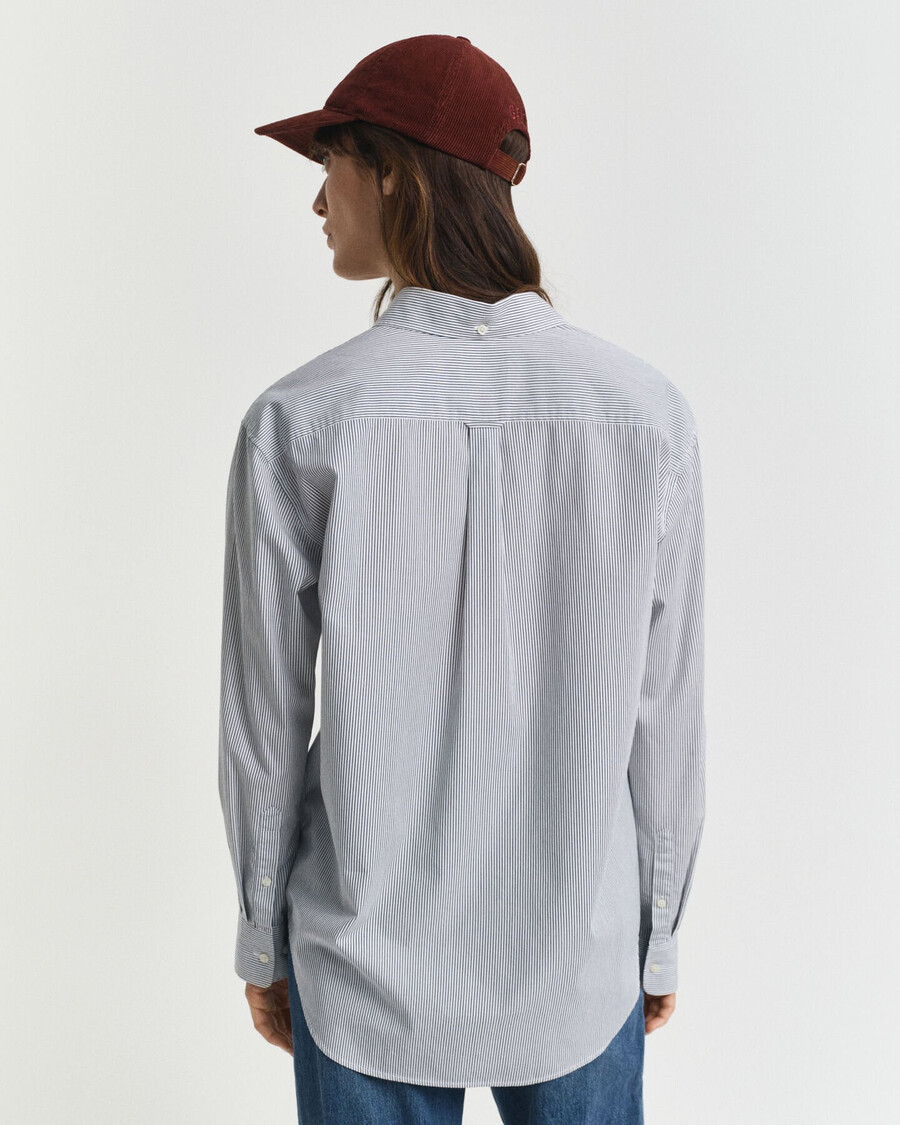 camisa clássica de popeline com estampa e modelagem relaxada - azul persa