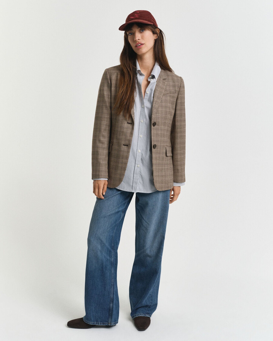 camisa clássica de popeline com estampa e modelagem relaxada - azul persa