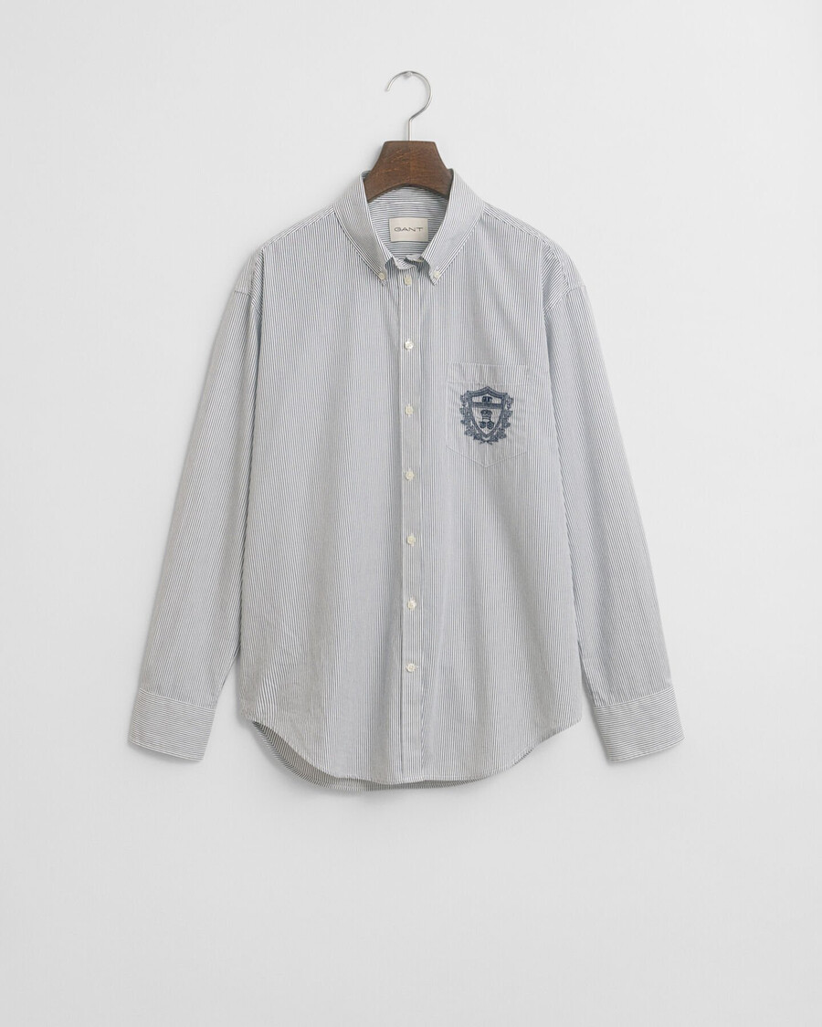 camisa clássica de popeline com estampa e modelagem relaxada - azul persa