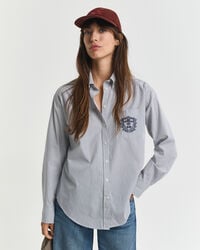 camisa clássica de popeline com estampa e modelagem relaxada - azul persa
