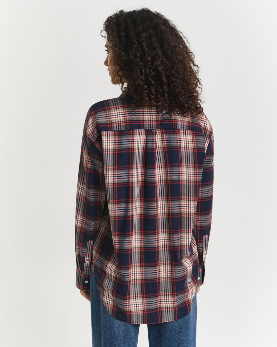 camisa de flanela xadrez de corte relaxado - azul noite