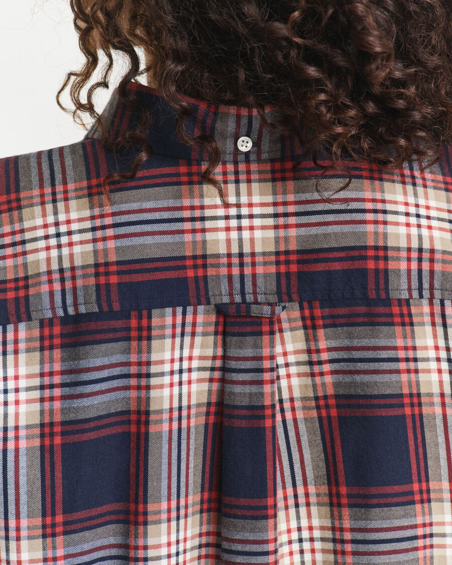 camisa de flanela xadrez de corte relaxado - azul noite
