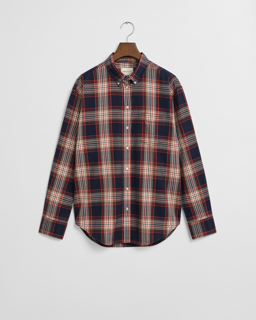 camisa de flanela xadrez de corte relaxado - azul noite