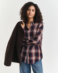camisa de flanela xadrez de corte relaxado - azul noite
