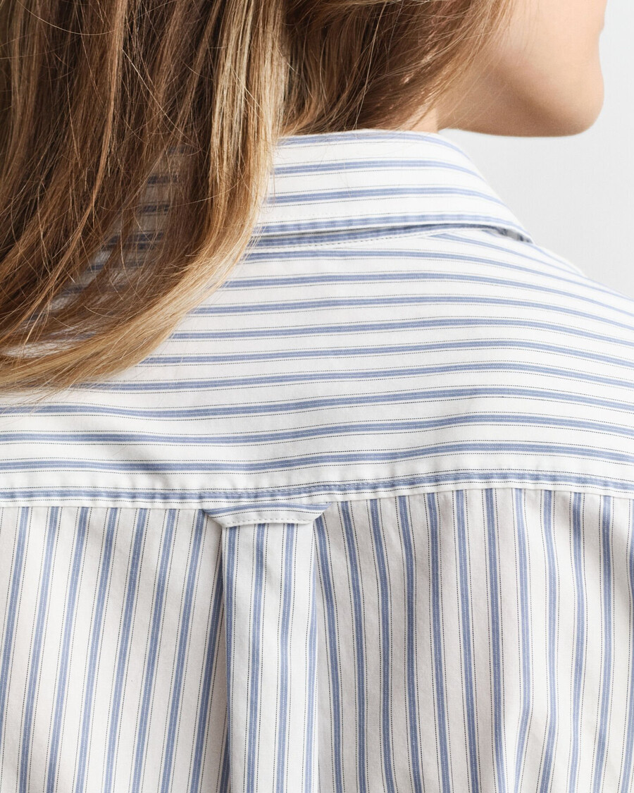 camisa listrada de popeline com corte regular - cor creme