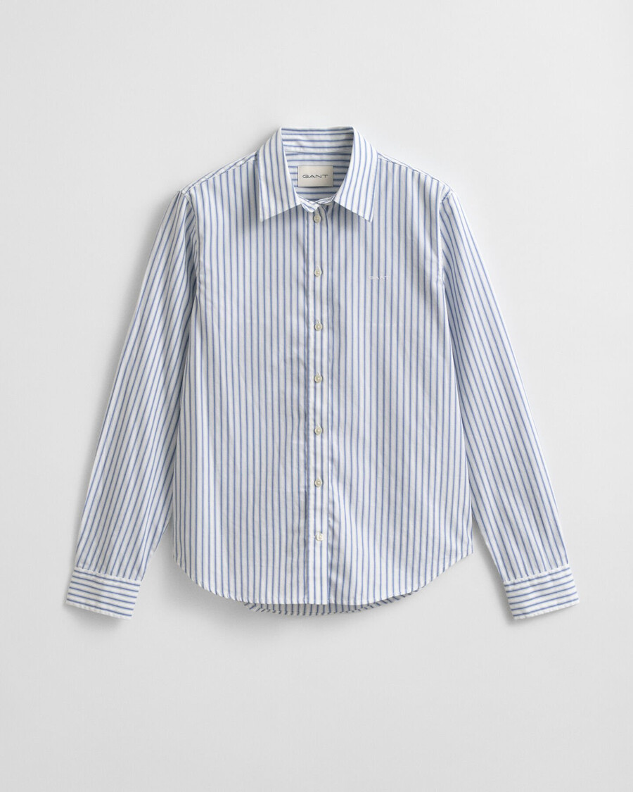 camisa listrada de popeline com corte regular - cor creme