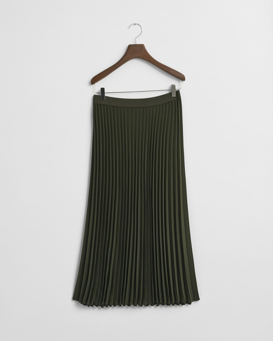 saia midi plissada - verde musgo escuro