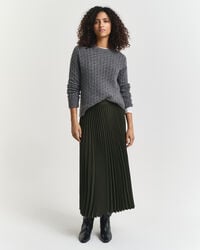 saia midi plissada - verde musgo escuro