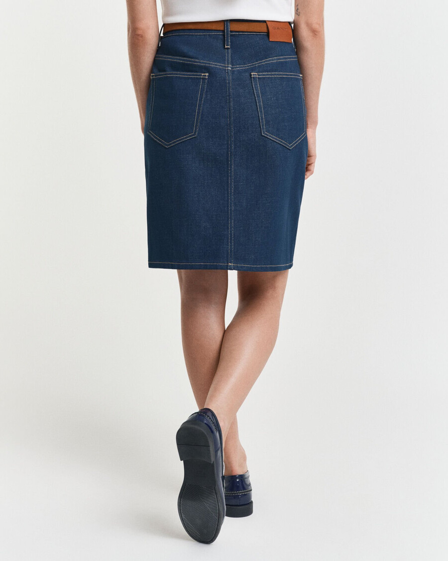 saia jeans - azul médio