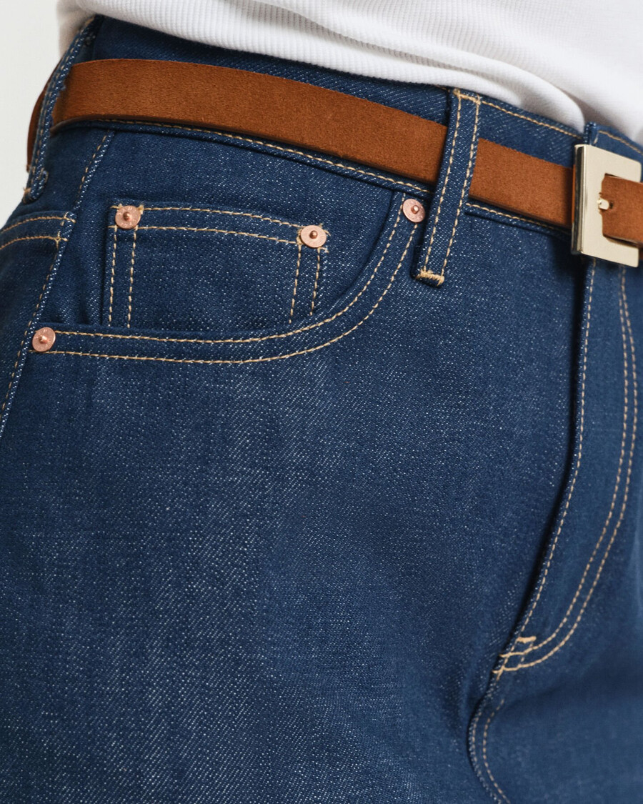 saia jeans - azul médio