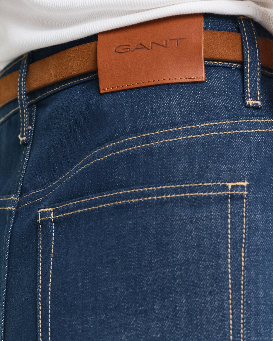 saia jeans - azul médio