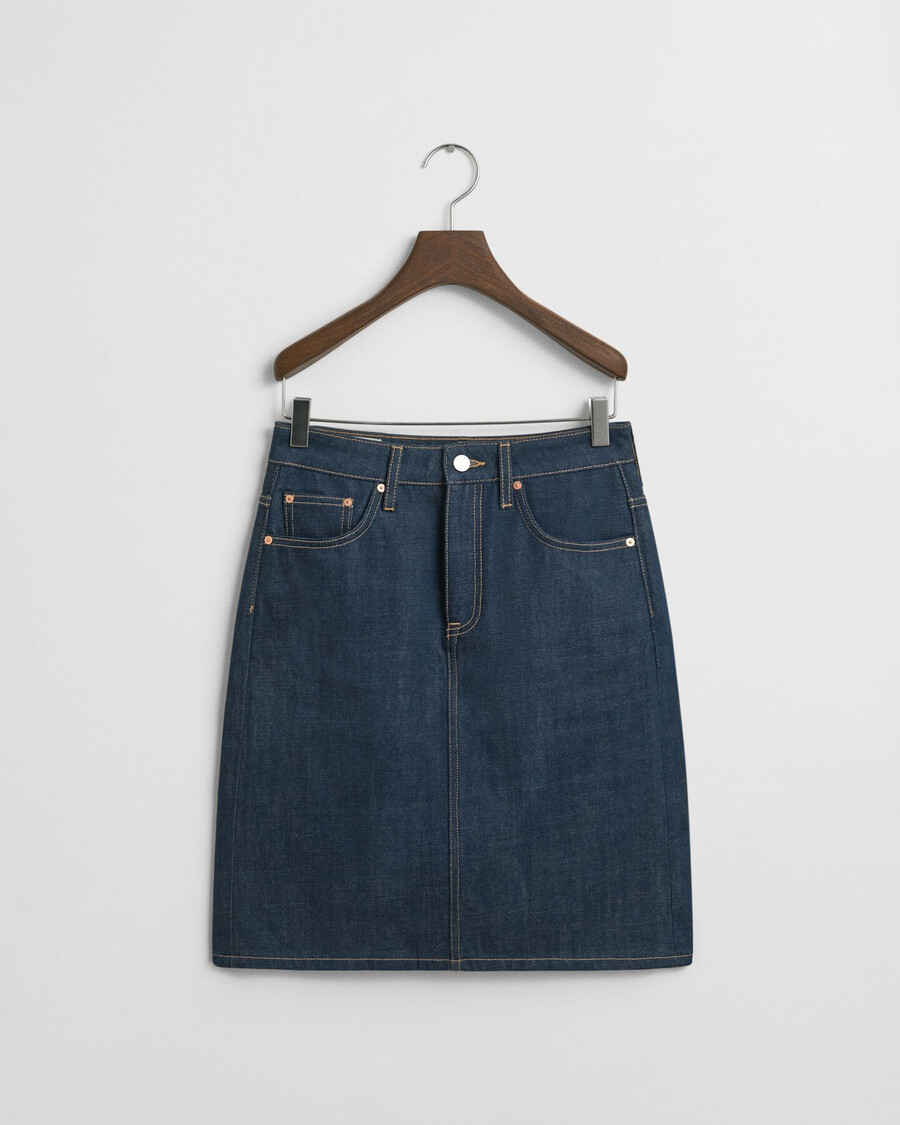 saia jeans - azul médio