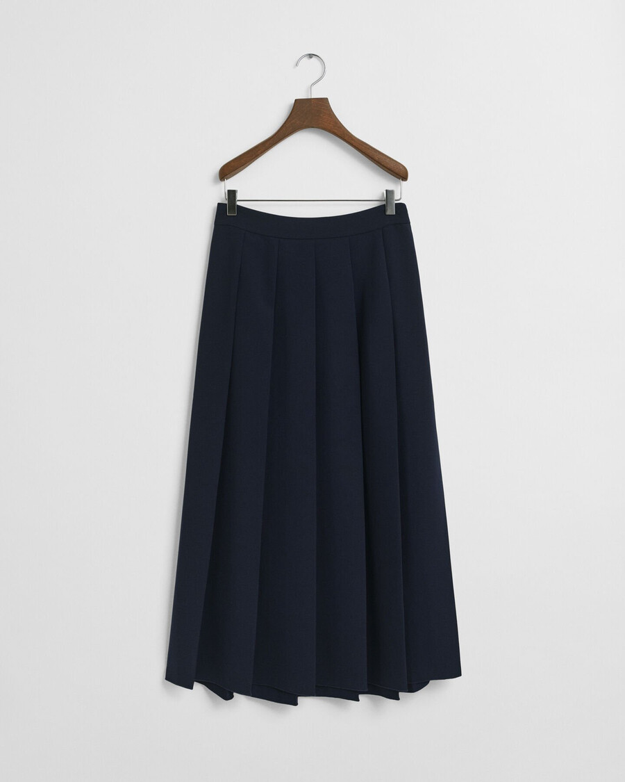 saia midi plissada ampla - azul noite