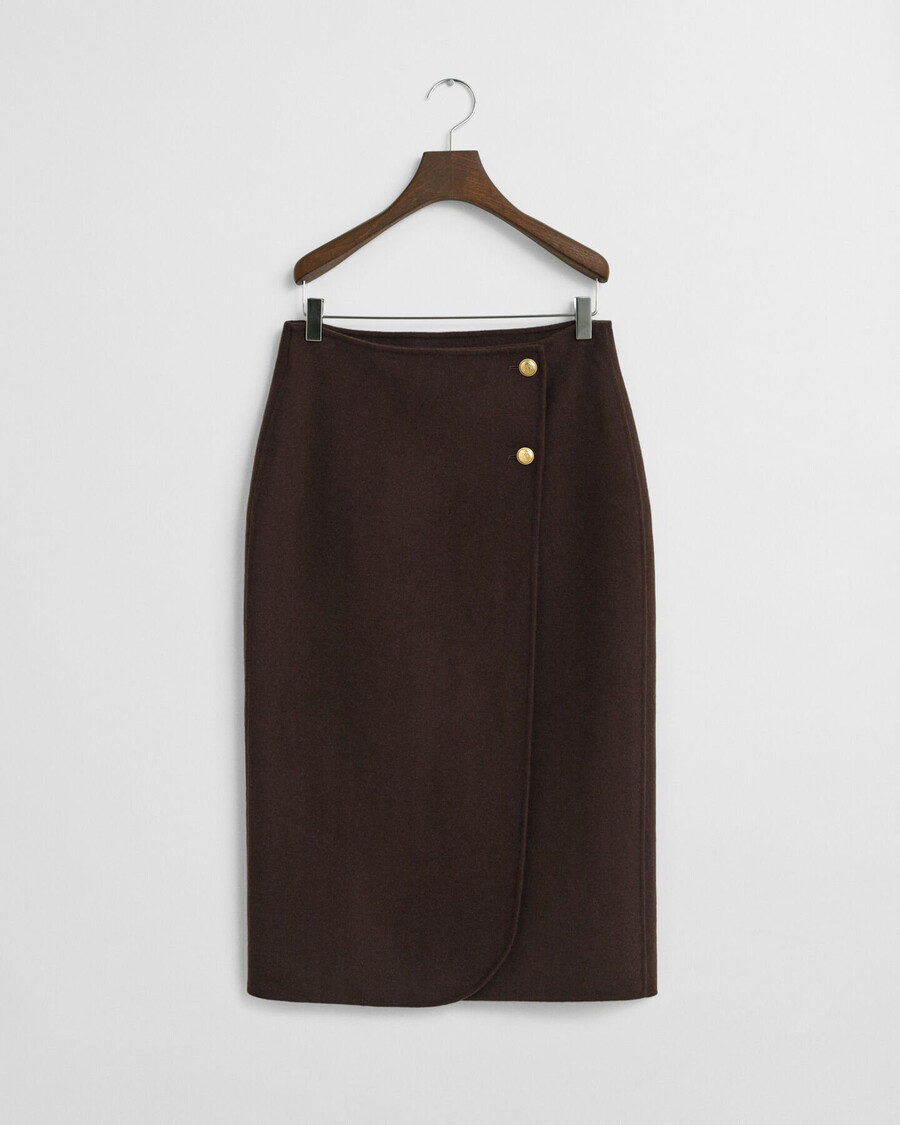 saia midi envelope costurada À mão - marrom escuro
