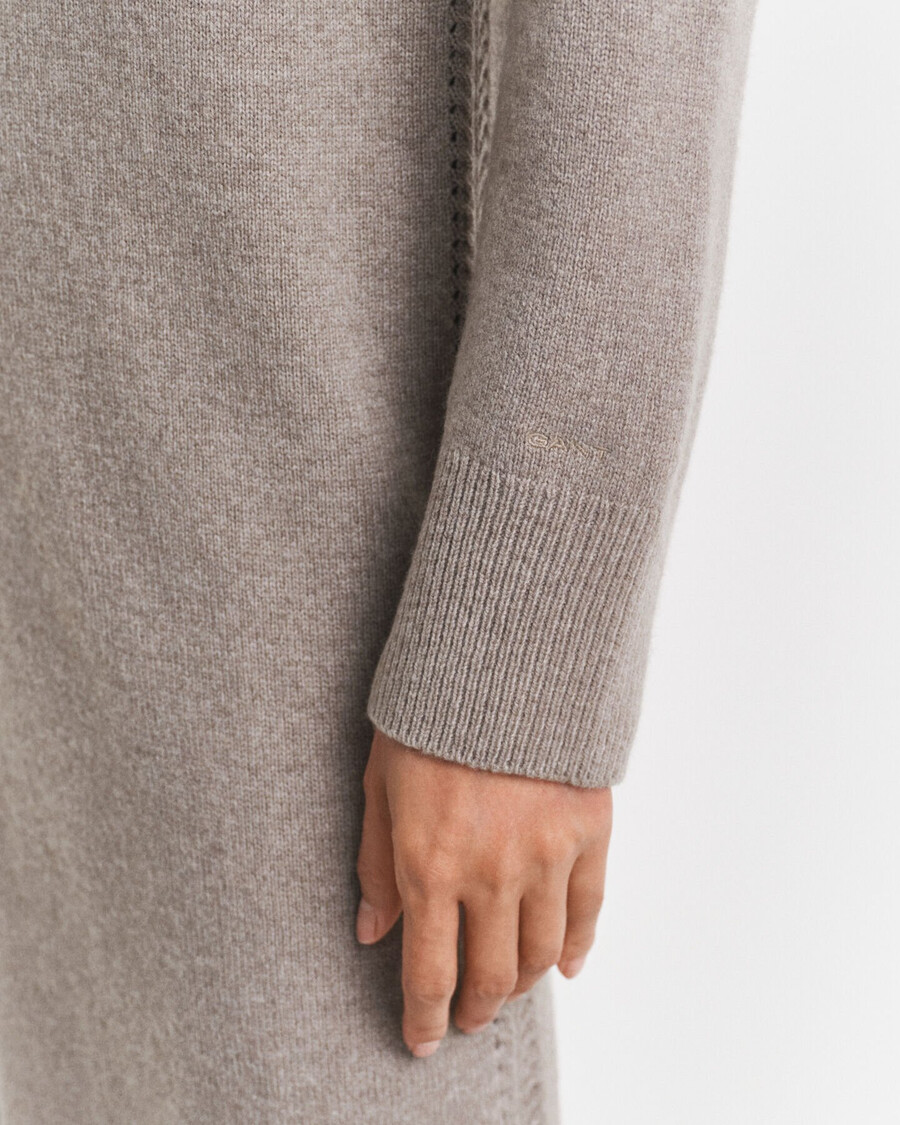 vestido de gola alta com detalhe em tricô - bege taupe