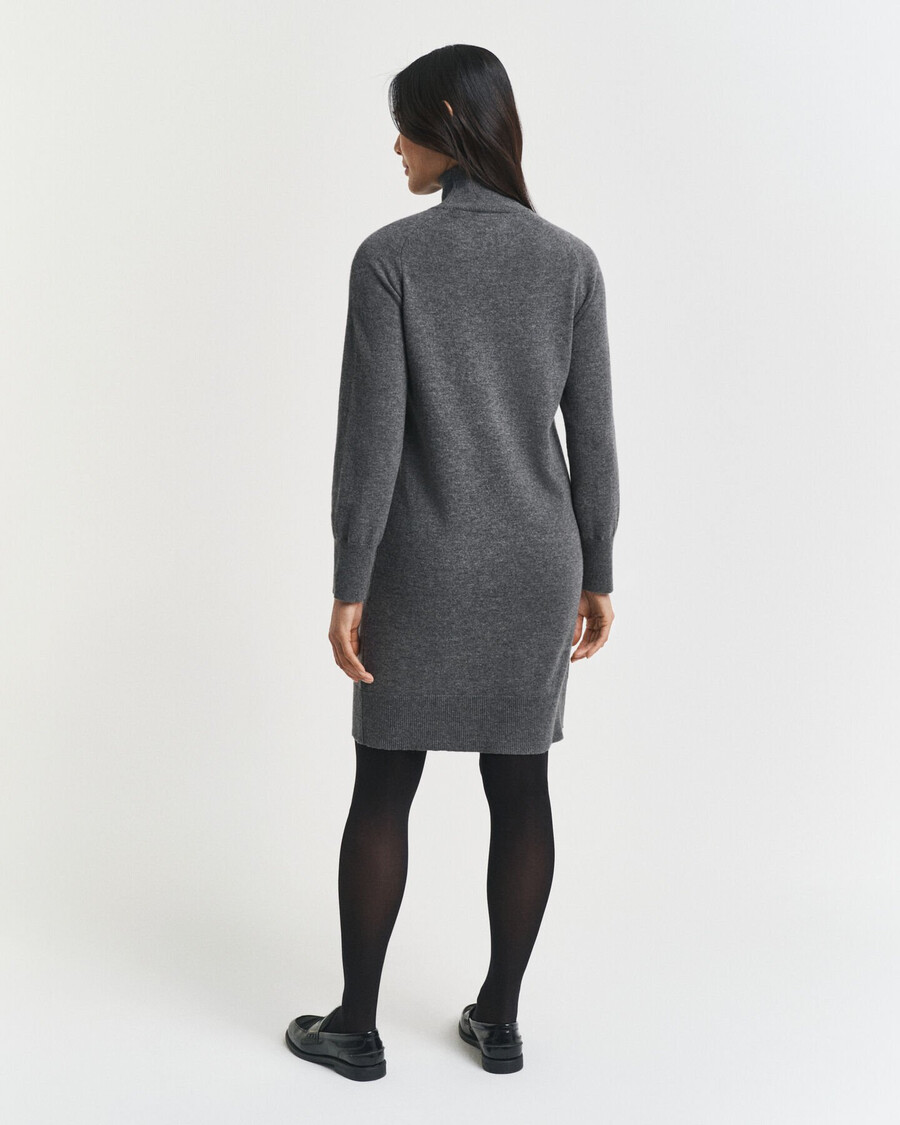 vestido de malha de lã de cordeiro superfina - mescla carvão