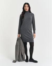 vestido de malha de lã de cordeiro superfina - mescla carvão