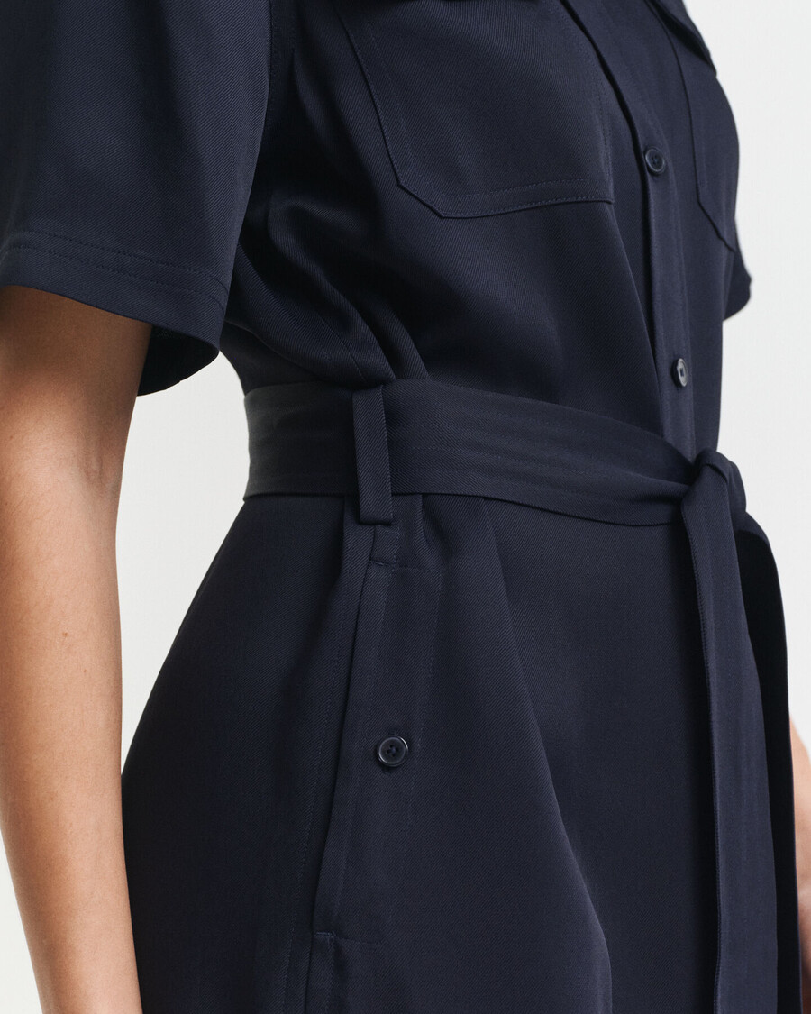 vestido camisa utilitário - azul noite