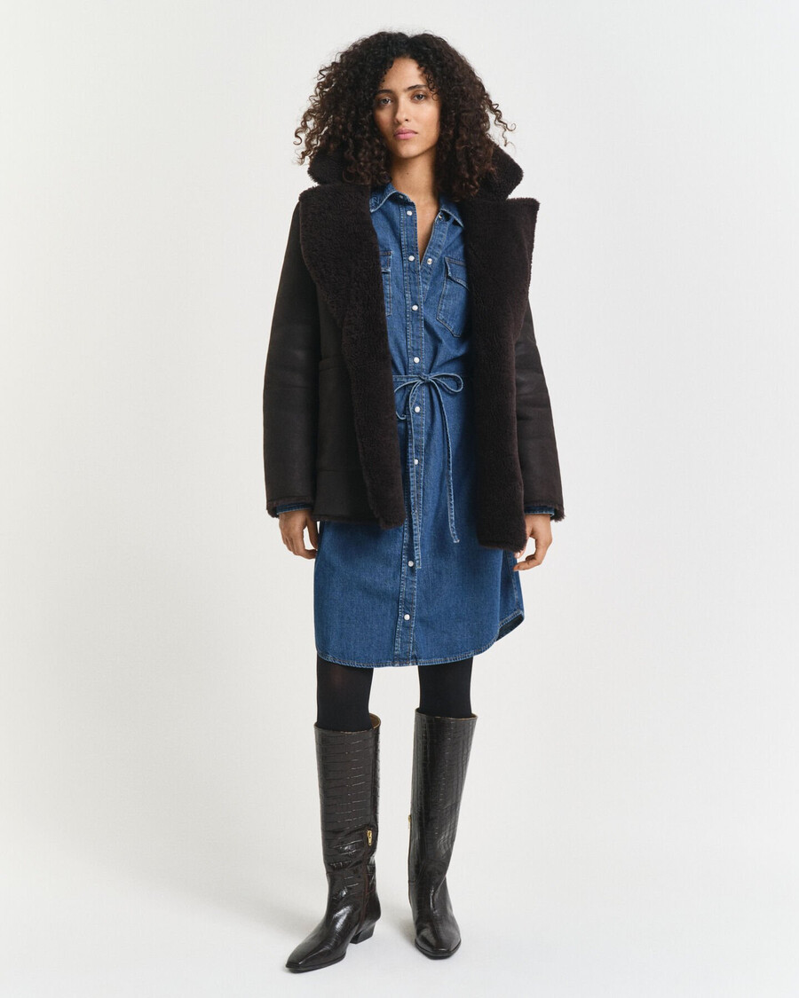 vestido jeans com mangas bufantes - Índigo