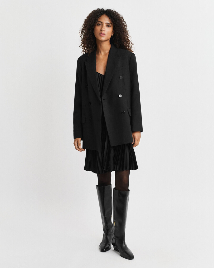 vestido curto plissado de cetim com alças finas - preto