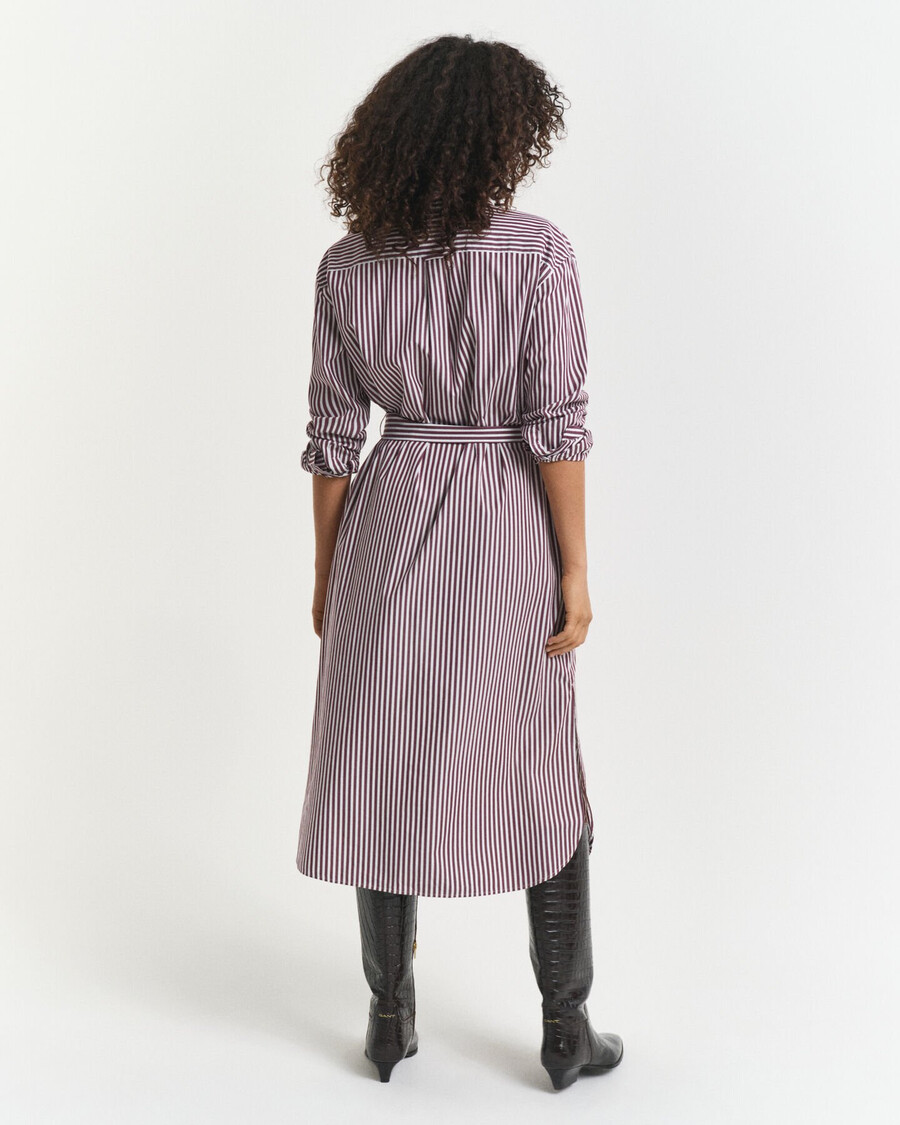 vestido camisa clássico de popeline com cinto - vinho ameixa