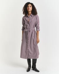 vestido camisa clássico de popeline com cinto - vinho ameixa