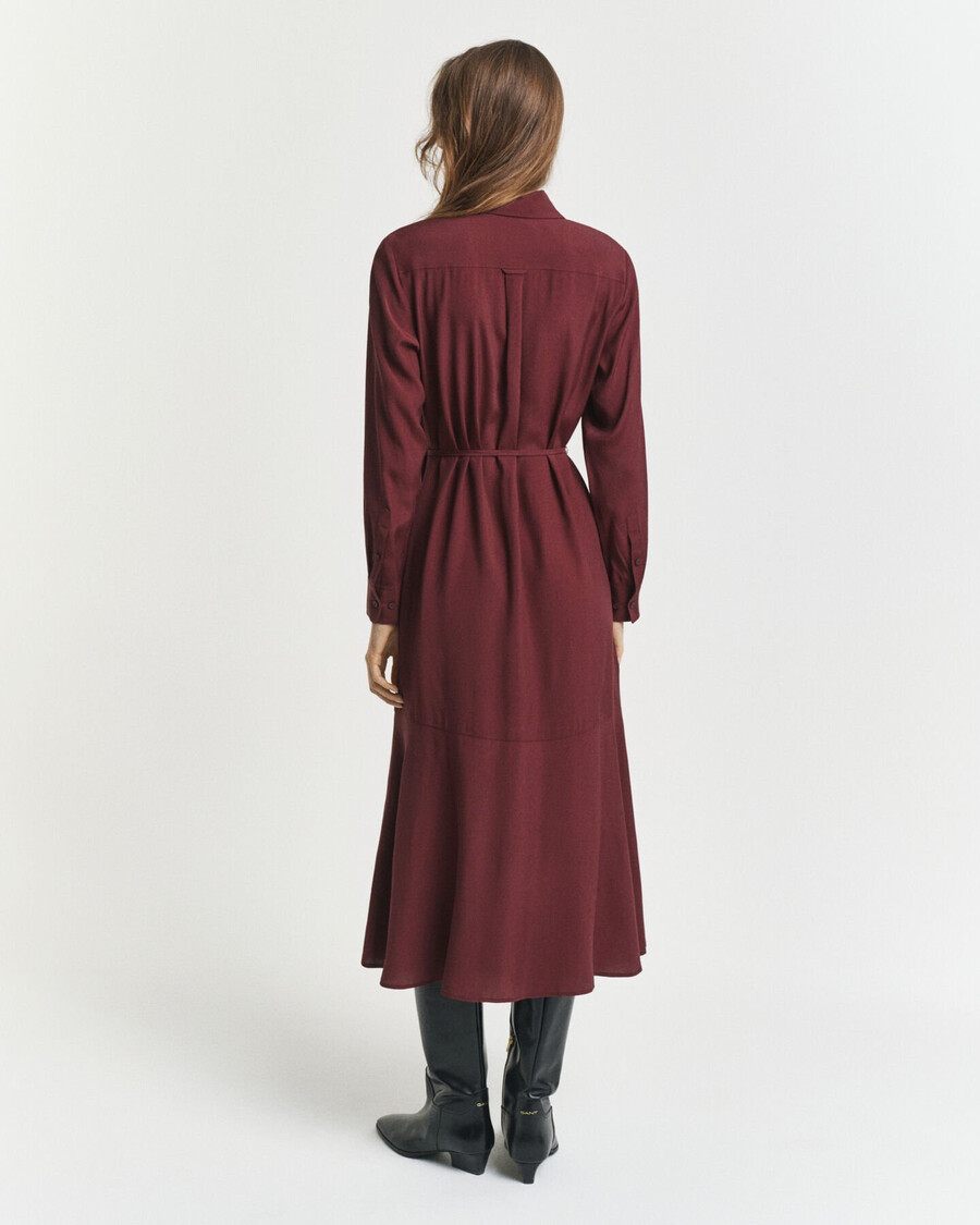 vestido midi camisa em viscose - vinho ameixa