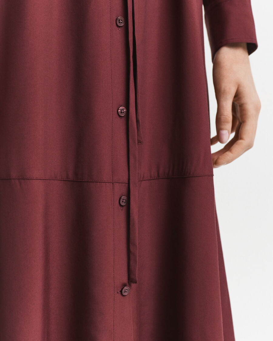 vestido midi camisa em viscose - vinho ameixa