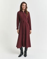 vestido midi camisa em viscose - vinho ameixa