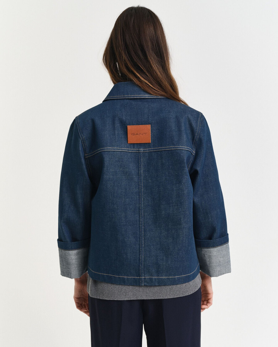 jaqueta jeans - azul médio