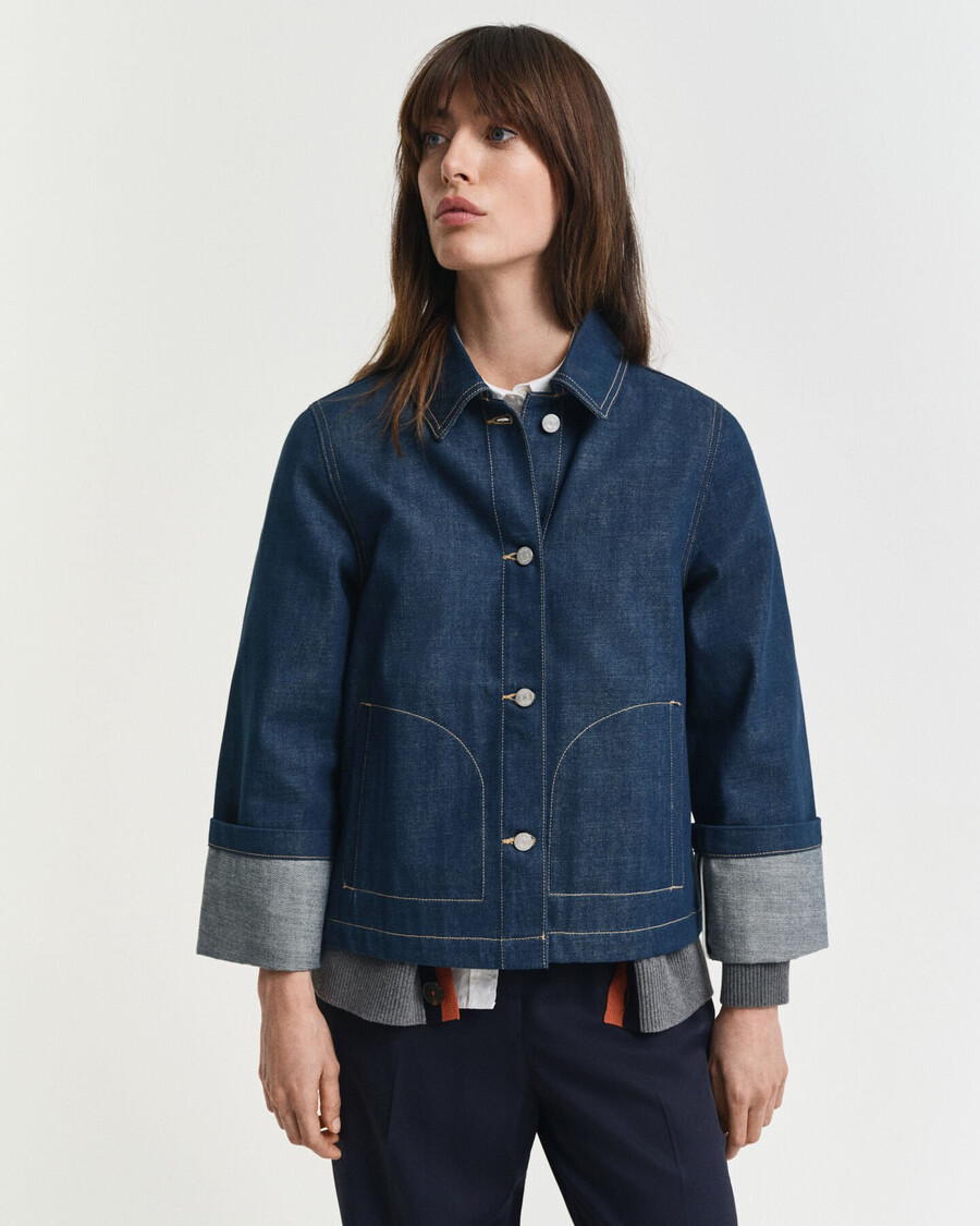 jaqueta jeans - azul médio
